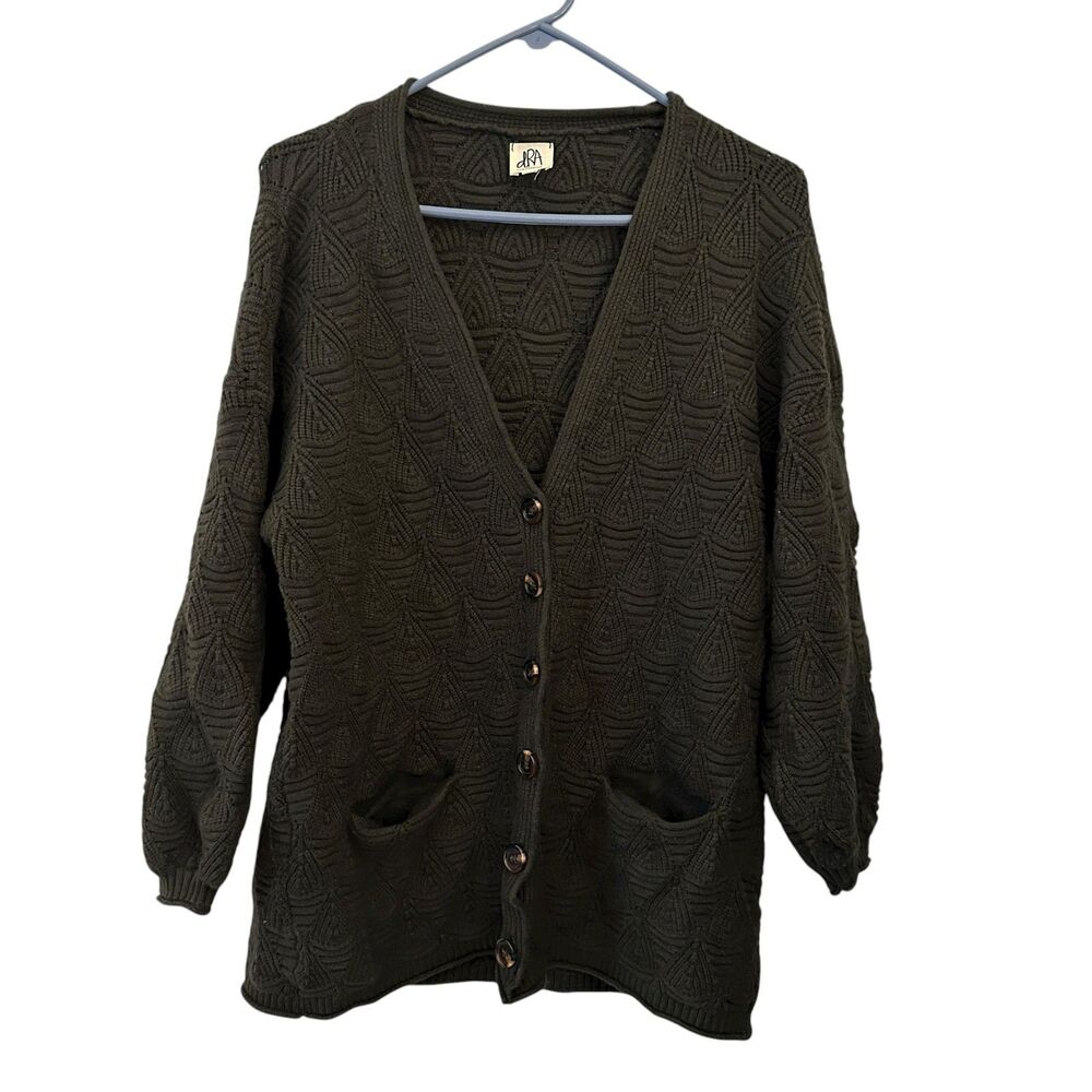 DRA Los Angeles Dark Green‎ V-Neck Knit Oversized Cardigan Size XS